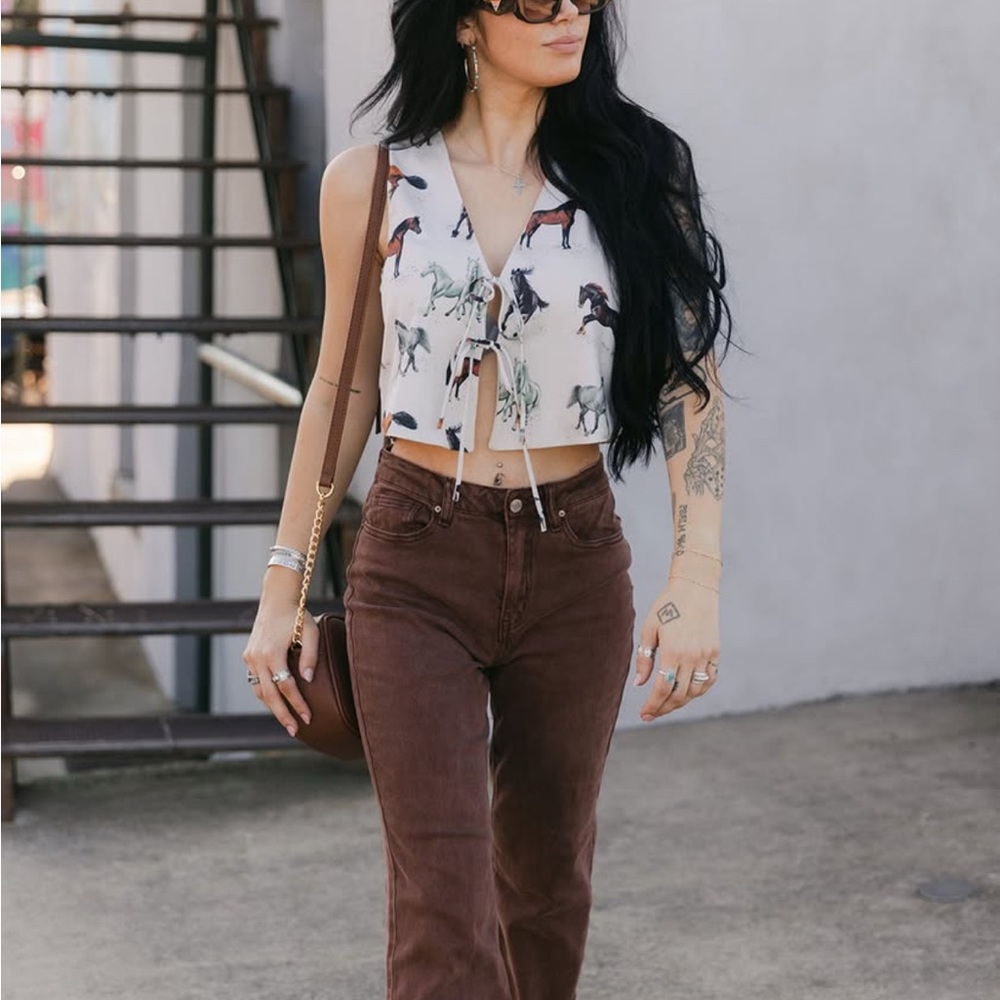 Horse Print Vest with Tie Closure